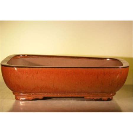 Paisaje 14 x 11.5 x 4 in. Ceramic Bonsai Pot, Aztec Orange - Rectangle PA2529754